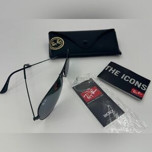 Ray-Ban Large Aviator Total Black Sunglasses RB3025 002/40 58-14 Polarized 58 mm